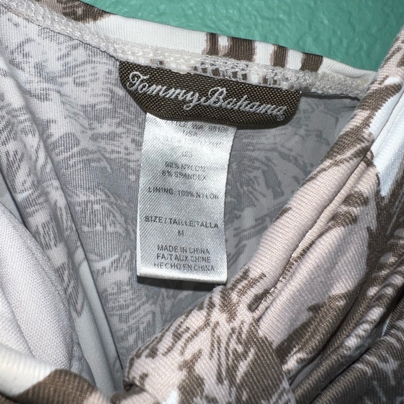 Palm Print Spaghetti Strap Swim Coverup Sundress - Brown & White - Picture 3 of 5